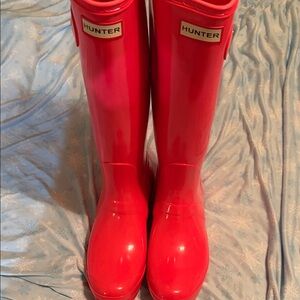 Hunter Glossy Red Tall Boots
